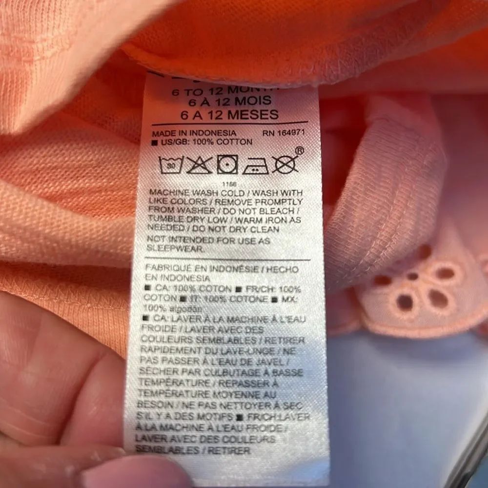 Janie and Jack 100048747 orange eyelet flutter sleeve top size 6-12 months NWT - Picture 9 of 9